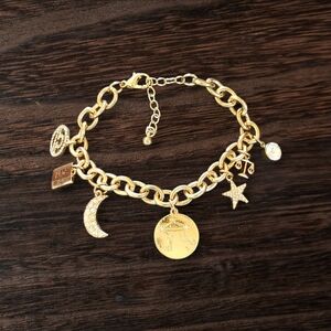 Libra Golden Charm Bracelet, Sep Oct Birthdays Adjustable 7-9"  New